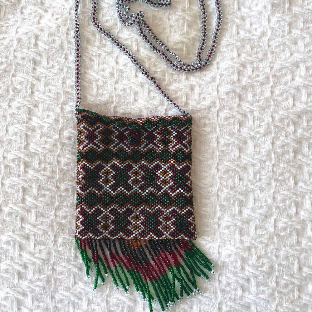 Beaded Purse - Small Crossbody - Ruby Red, Emeral… - image 2